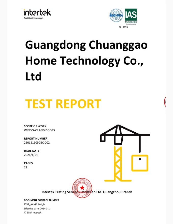 NAFS Test Report supplier document cover